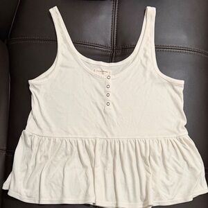 Lucky Brand Cream Peplum Tank Top